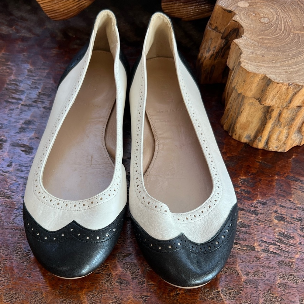 Retro Vintage J.Crew Spectator Oxford Ballet Flats Made in Italy Preppy Hipster - Picture 7 of 9